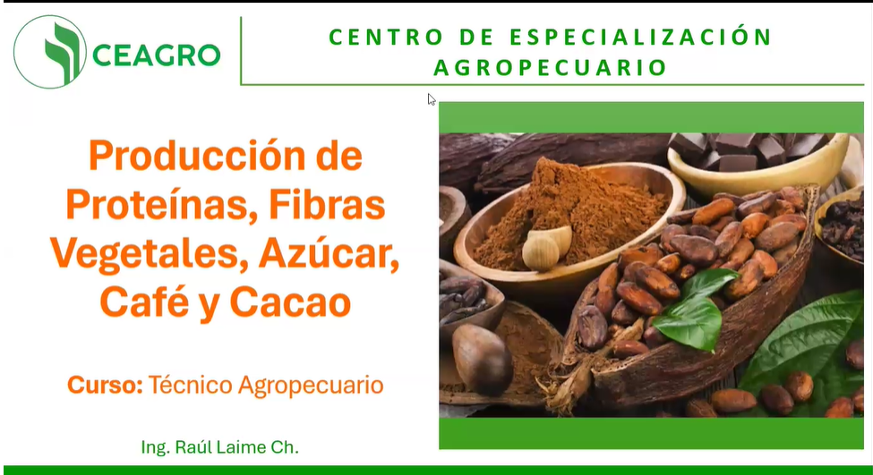 PRODUCCIÓN DE PROTEÍNAS, FIBRAS VEGETALES, AZÚCAR, CAFÉ Y CACAO 